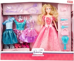 Muñeca adolescente LAUREN -Fiesta- con accesorios + set 3x ropa