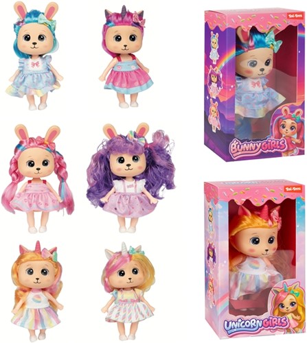 Eenhoorn_Konijn pop -Sweet Rainbow- 20cm 6 assorti