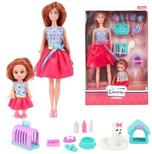 LAUREN Tienerpop met kind -Verzorg de Hond- met accessoires