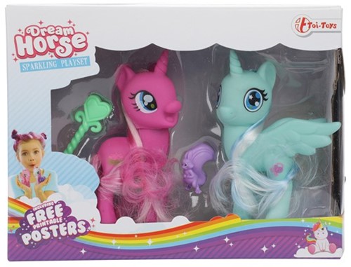 DREAM HORSE Set fantasiepaarden met accessoires 4 assorti 6x20,5x15,5cm.-2