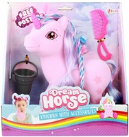 DREAM HORSE Flock eenhoorn met accessoires + kam roze 8,5x22,5x24cm.-2