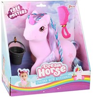 DREAM HORSE Flock eenhoorn met accessoires + kam roze 8,5x22,5x24cm.-3