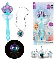 ICE PRINCESS Toverstaf -Prinses- +licht en geluid met accessoires+tiara