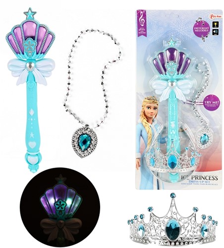ICE PRINCESS Toverstaf -Prinses- +licht en geluid met accessoires+tiara
