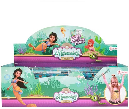 MERMAIDS Twirling glitterbaton Zeemeermin in display (30) 31x2x2cm.-2
