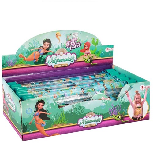MERMAIDS Twirling glitterbaton Zeemeermin in display (30) 31x2x2cm.-3