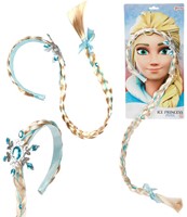 ICE PRINCESS Diadeem met lange vlecht + ijskristal 3,5x20x77cm.