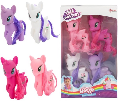 DREAM HORSE Set fantasiepaarden Eenhoorn 4 stuks 7x21x34cm.