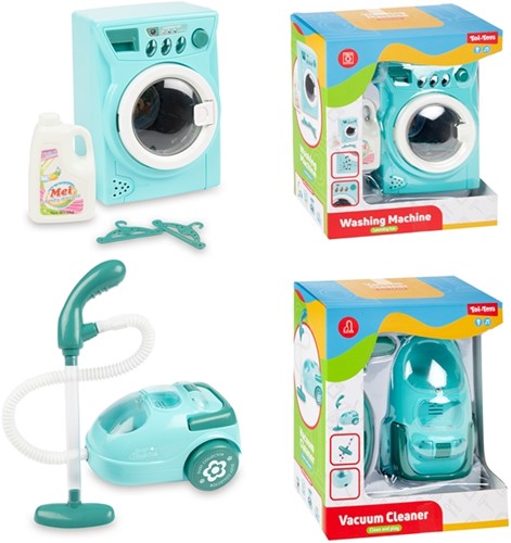 HOME_FOOD Wasmachine_Stofzuiger licht en geluid met accessoires 2 assorti