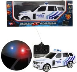 Radio Control Politieauto (BE) + Licht en Geluid 12x33x12,5cm.
