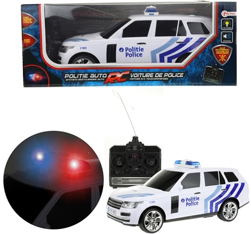 Radio Control Politieauto (BE) + Licht en Geluid 12x33x12,5cm.