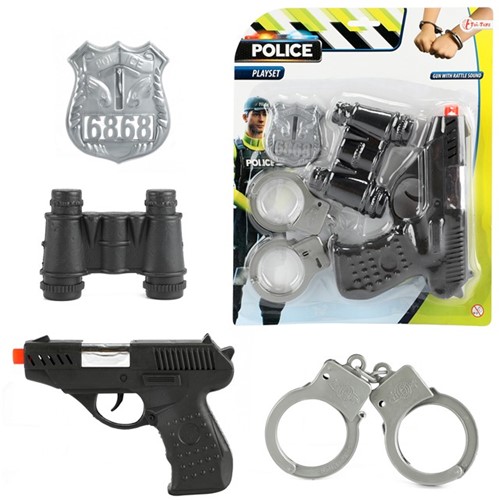 POLICE Set Polizia S.W.A.T. con pistola + manette 23x28cm