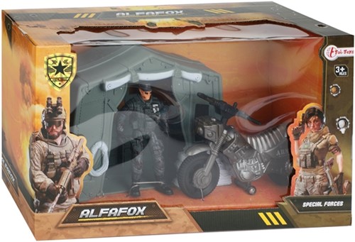 ALFAFOX Speelset militair met motor+tent+figuur-3