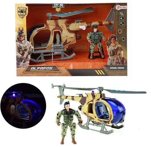 ALFAFOX Helikopter militair frictie +licht en geluid +soldaat