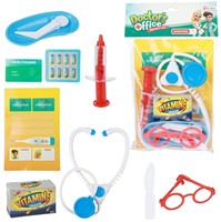 DOCTOR Doktersset met accessoires + stethoscoop + spuit 2 assorti 18x30x3,5cm.