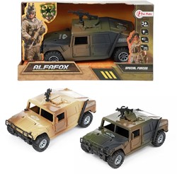 ALFAFOX Militair voertuig frictie +licht en geluid 2 assorti