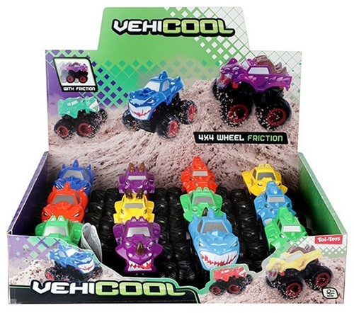 CARS&TRUCKS Monster truck Teeth frictie 8,5x9cm 4 assorti in display (12)-2