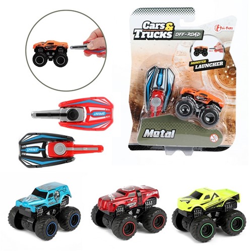 CARS&TRUCKS Afschiet mini monster truck 4 assorti 15x20cm