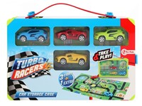 TURBO RACERS Verzamelkoffer +4 rally (race) auto's 8,5x28x21cm.-2