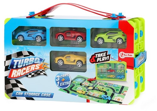 TURBO RACERS Verzamelkoffer +4 rally (race) auto's 8,5x28x21cm.-3