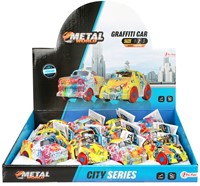 METAL Auto met graffiti frictie 2 assorti in display (12) 5x9x5cm.-2