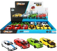 METAL Auto Mustang V8 1:36 pull back 12cm 4 assorti in display (12)