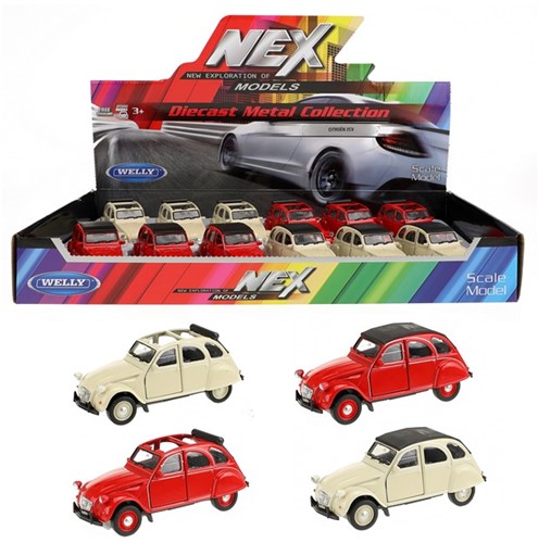 WELLY Citroën 2CV mit Schiebedach 11,5cm 2 sortiert im display (12)