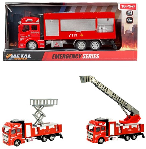 Camion de pompier moulé sous pression en boite 3 assortis 16x25.5cm