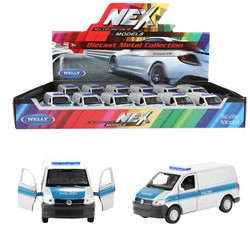 WELLY VW Transporter T6 Furgón 'Policía' (DE) 11,5cm in display (12)