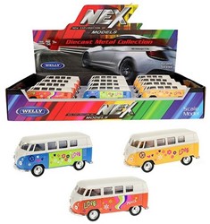 WELLY Volkswagen 1962 bus with print 11cm in display (12)