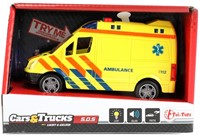 CARS&TRUCKS Ambulance (NL) frictie + Licht en Geluid 8x15x4,5cm.-2