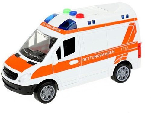 CARS&TRUCKS Ambulance (DE) frictie + Licht en Geluid 9x17,5x11cm.-3