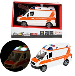 CARS&TRUCKS Ambulance (DE) friction + Lumière et Son 9x17.5x11cm.