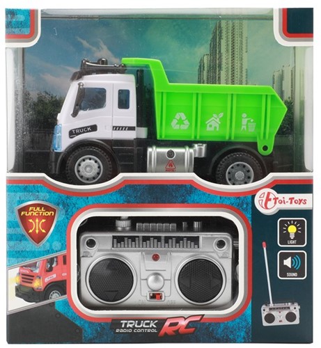 Radio Control Mini vuilniswagen of brandweerauto + Licht en Geluid 7,5x16x17,5cm.-2
