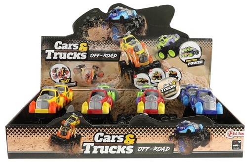 CARS&TRUCKS Monster truck 360° stunt 4 assorti in display (8) 10x11x14cm.-2