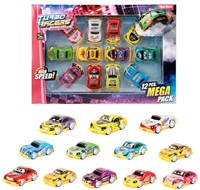 TURBO RACERS Set rally(race)auto's pull back 12 stuks 2,5x29x20cm.