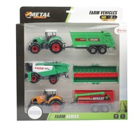 METAL Set Landbouw 6 delig tractor + aanhanger 4 assorti in display 6x27,5x29,5cm.-3