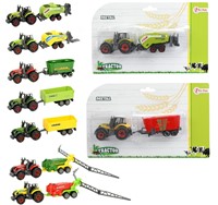 TRACTOR Tractor 7cm met aanhanger metaal 8 assorti