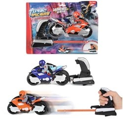 TURBO RACERS Motorrijder met afschieter 2 assorti 22,5x31cm