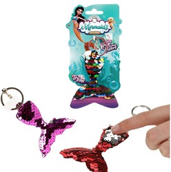 MERMAIDS Sleutelhanger zeemeerminstaart 6x8cm 4 assorti