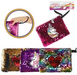 DREAM HORSE Polstasje (clutch) pailletten 4 assorti 15x19cm