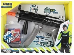POLICE Pistool Politie MP5KA + Licht en Geluid + 12 stuks foampijlen 5,5x38x26,5cm.