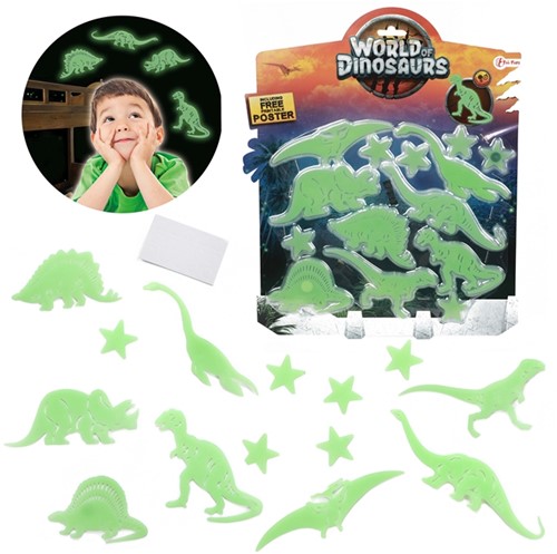 WORLD OF DINOSAURS Glow in the dark dino's -deco