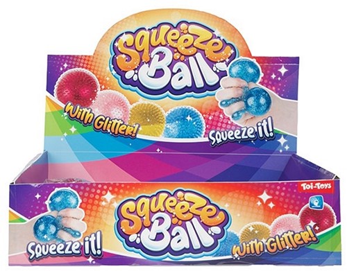FUN Knijpbal -Nubs- gevuld mt glitter 8cm 4 assortie-2