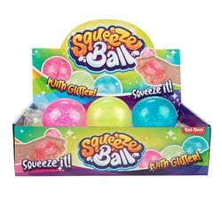 FUN Knijpbal -Bright-gevuld met glittergel 6cm 3 assorti
