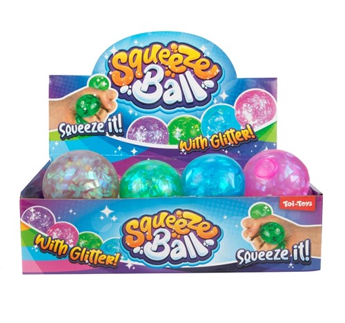 FUN Anti stressbal-Sparkle-mt glitterlint 6cm 4 assorti-2