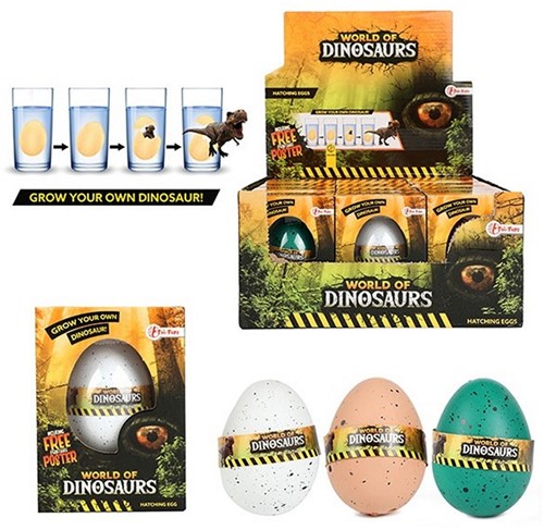 WORLD OF DINOSAURS Groei Ei Dinosaurus 6 assorti in display 7,5x10,5cm