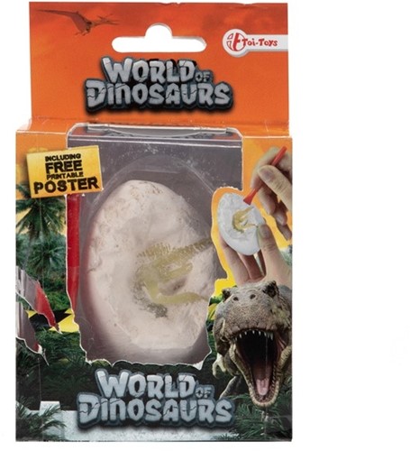 WORLD OF DINOSAURS Uitgraafset dino -stenen ei 5x8x13cm.-2