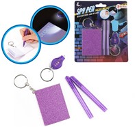 Taccuino + lampada UV su portachiavi con penna codice segreto 13,5x15,5cm