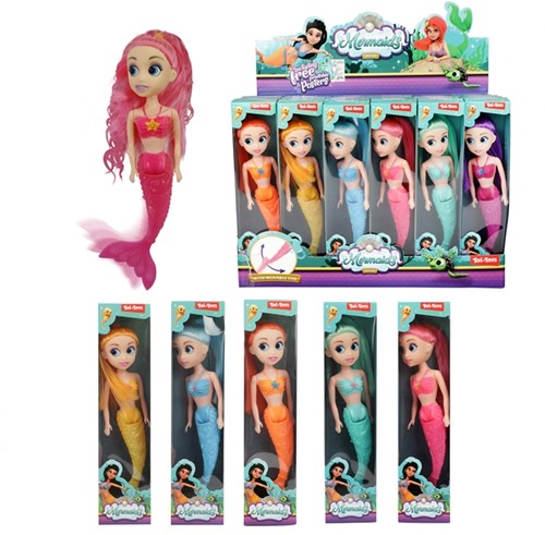 MERMAIDS Zeemeerminpop 18cm -staart buigbaar 6 assortie